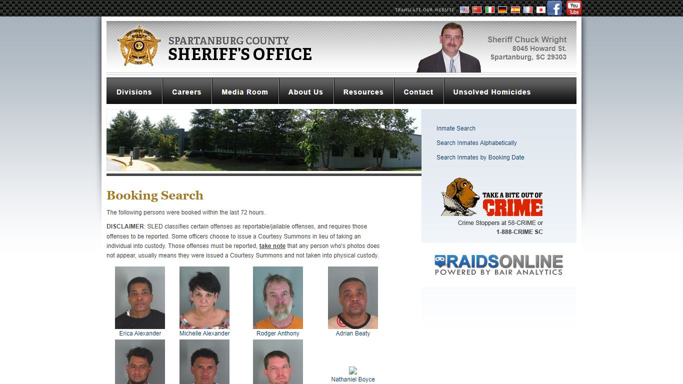 Booking Search : Spartanburg Sheriff